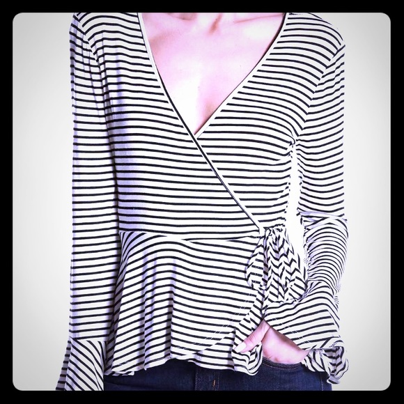 good luck gem Tops - Striped wrap top never worn.
